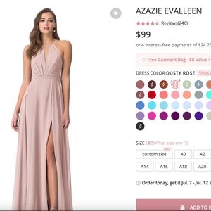 Azazie Evalleen Dusty Rose Size A8